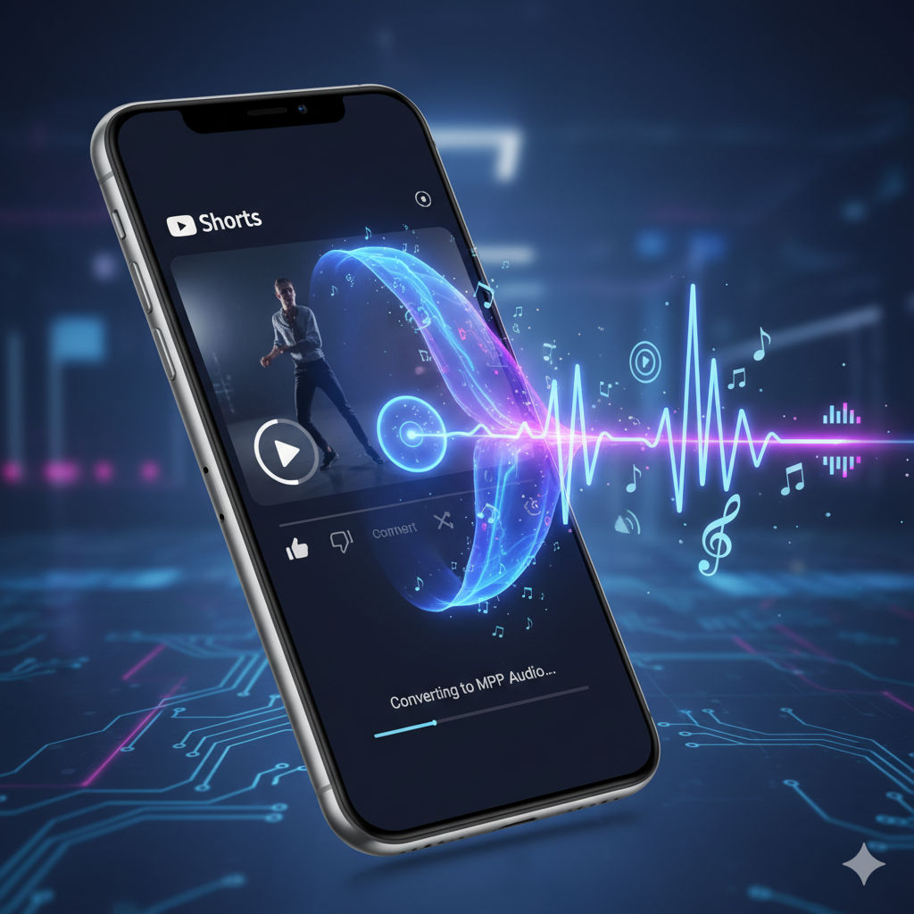 YouTube Shorts to MP3 conversion - visual guide showing video transforming into audio waveform